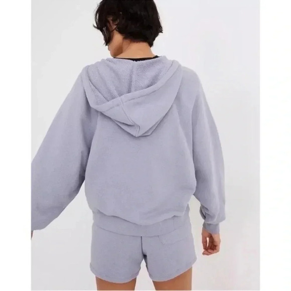 Madewell MWL AiryTerry Cocoon Hoodie Sweatshirt Zip Up Shorts Set Purple XS - Picture 7 of 14